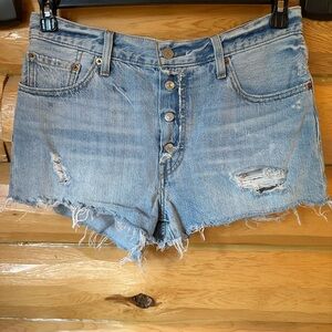 Levi's Distressed Light Wash Jean Shorts